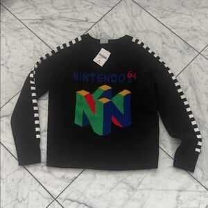 FINAL SALE 🏷️ Nintendo Black Sweater with Multicolor Logo